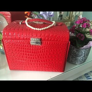 Red leather jewelry box
